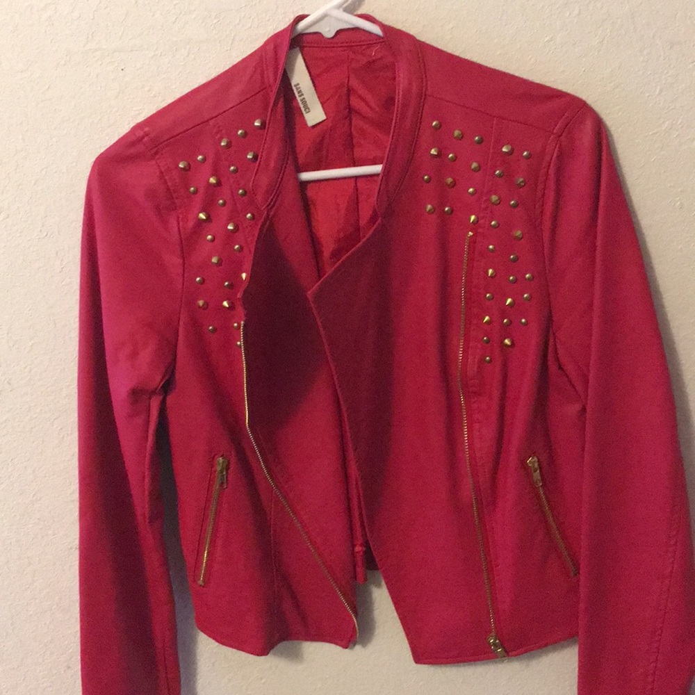 Red leather jacket with studs